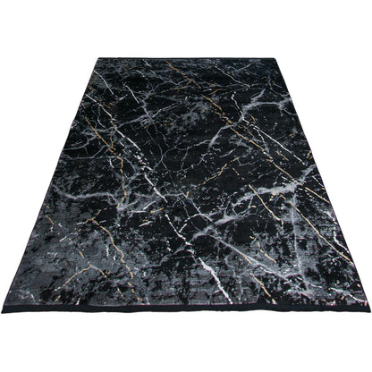 שטיח ג'איפור 10 שחור/אפור עם פרנזים | השטיח האדום