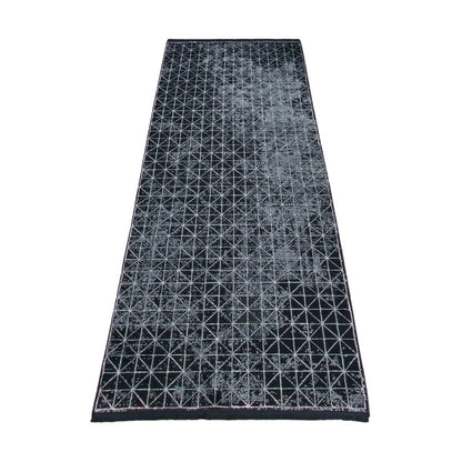 שטיח ג'איפור 12 שחור/אפור ראנר עם פרנזים | השטיח האדום