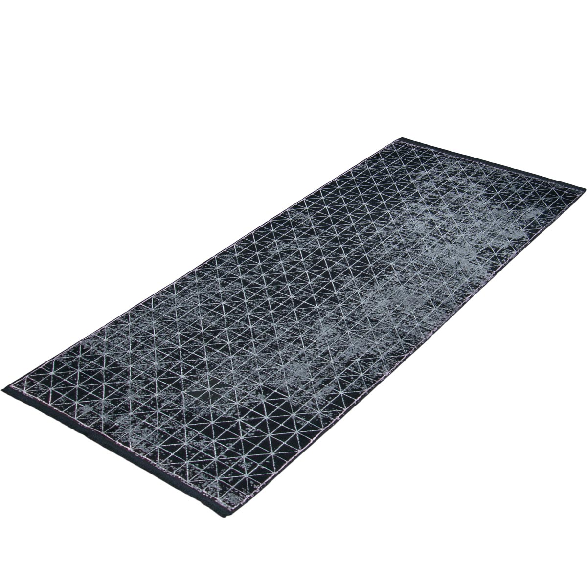 שטיח ג'איפור 12 שחור/אפור ראנר עם פרנזים | השטיח האדום