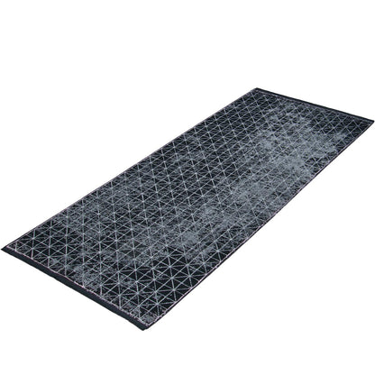 שטיח ג'איפור 12 שחור/אפור ראנר עם פרנזים | השטיח האדום