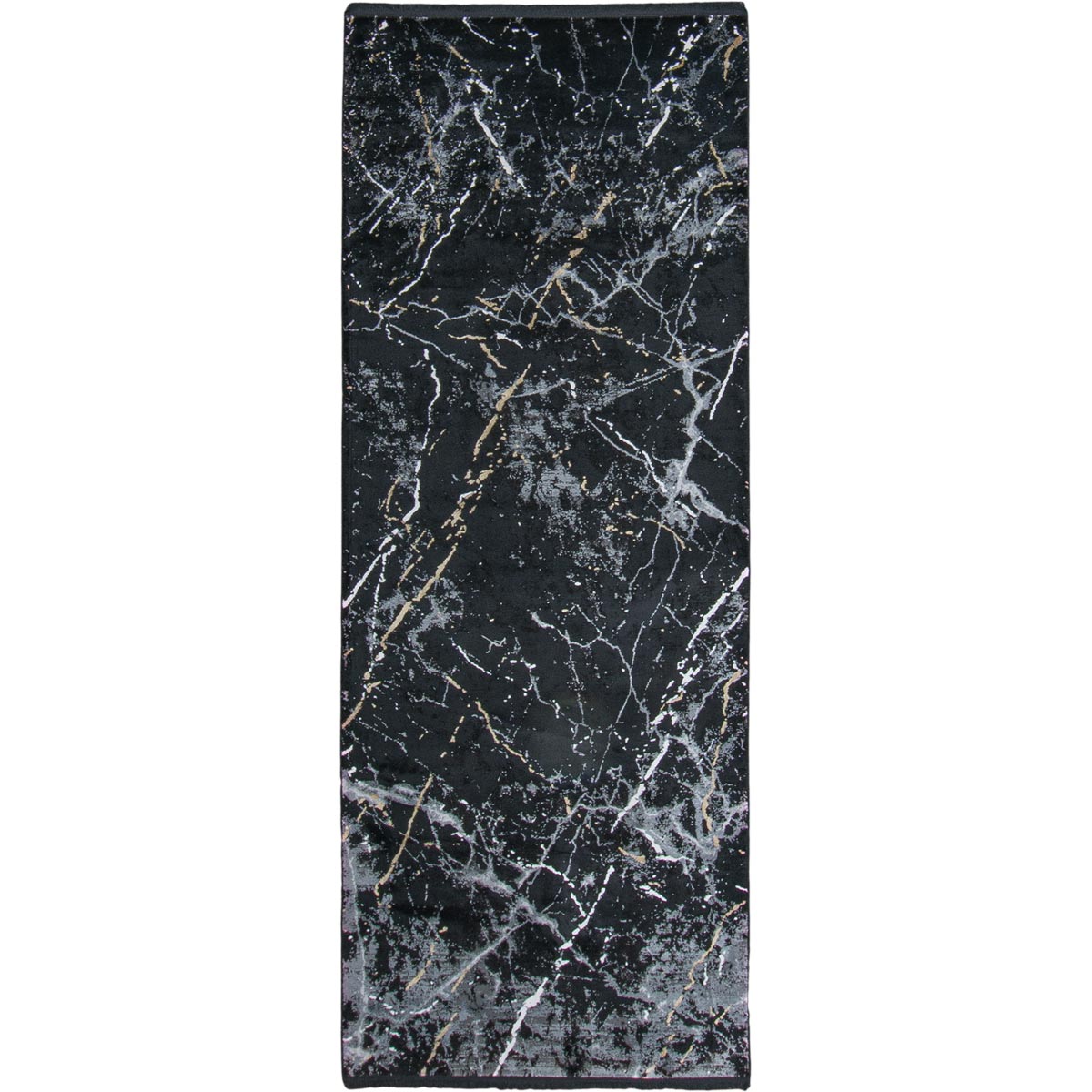 שטיח ג'איפור 10 שחור/אפור ראנר עם פרנזים | השטיח האדום