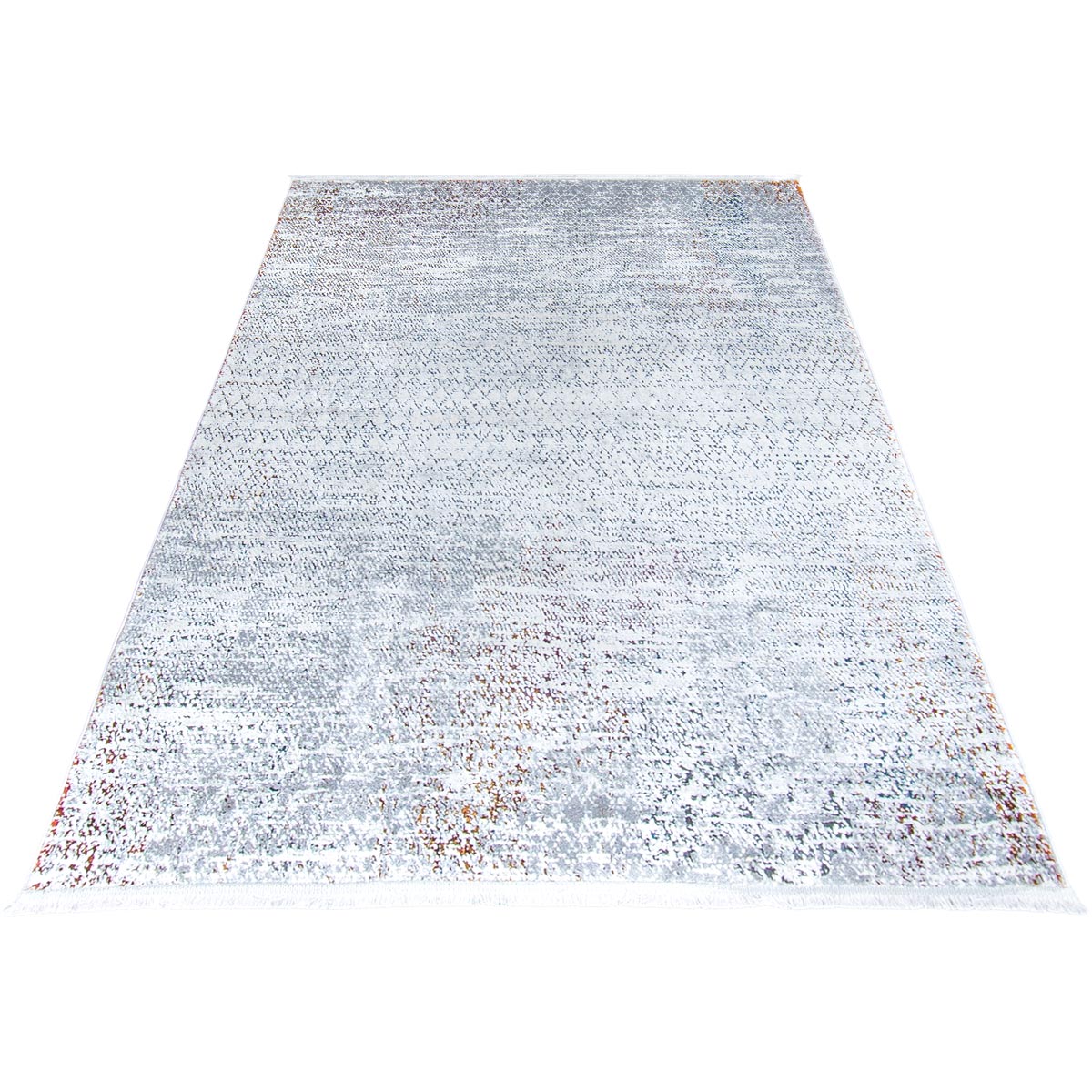 שטיח מילאנו 44 לבן/אפור עם פרנזים | השטיח האדום