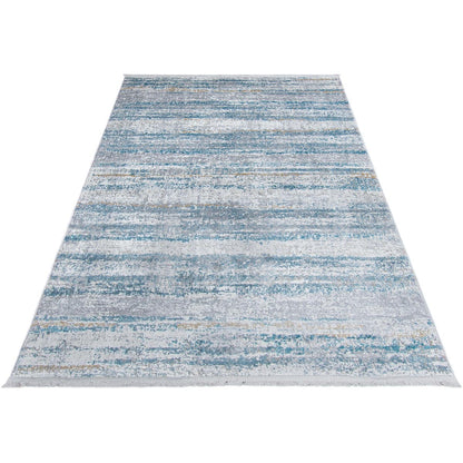 שטיח מילאנו 45 קרם/אפור/כחול עם פרנזים | השטיח האדום