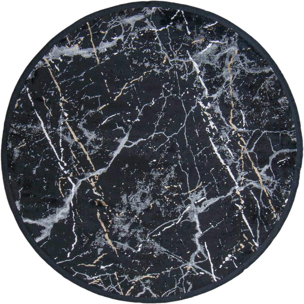 שטיח ג'איפור 10 שחור/אפור עגול עם פרנזים | השטיח האדום