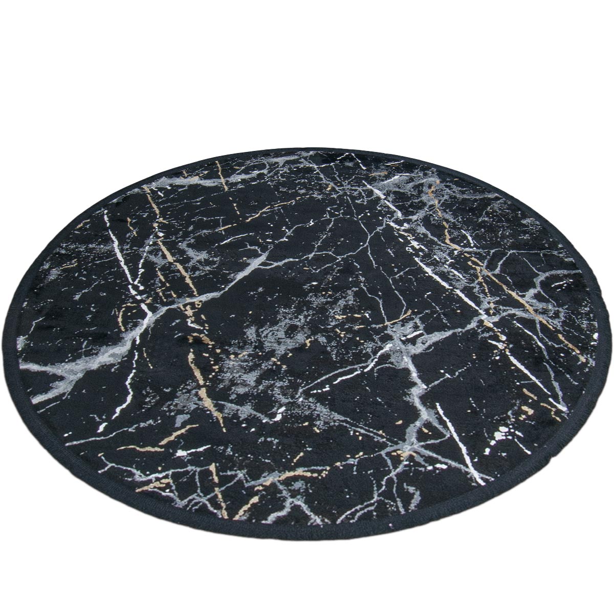 שטיח ג'איפור 10 שחור/אפור עגול עם פרנזים | השטיח האדום