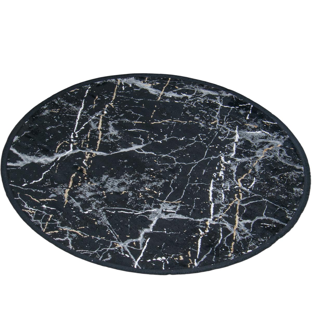 שטיח ג'איפור 10 שחור/אפור עגול עם פרנזים | השטיח האדום