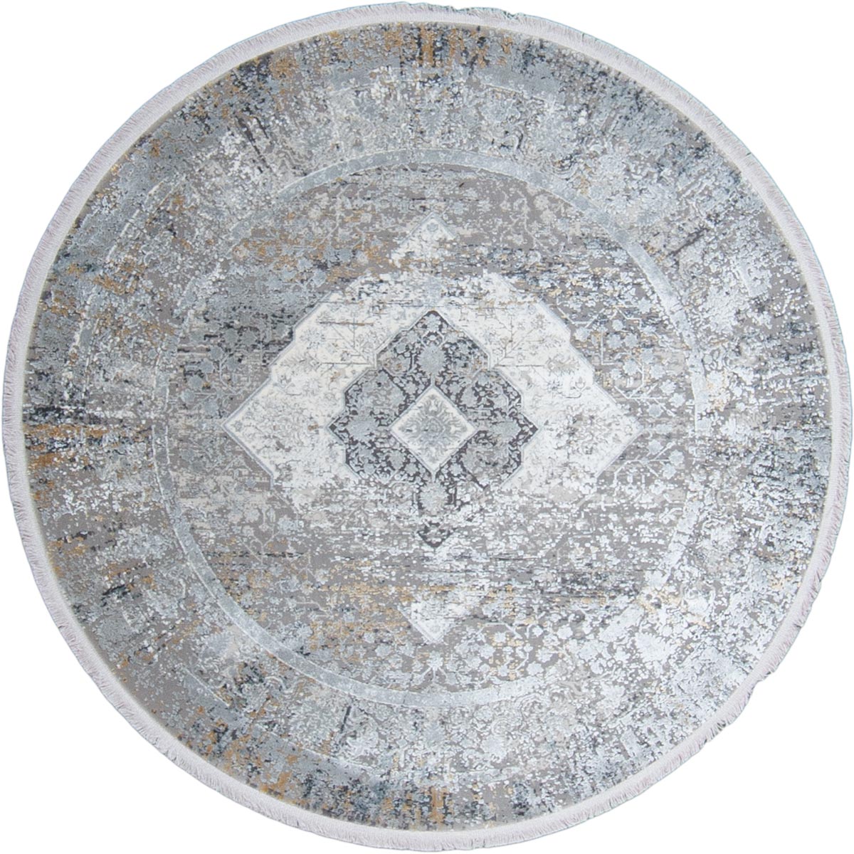 שטיח ג'איפור 20 אפור עגול עם פרנזים | השטיח האדום