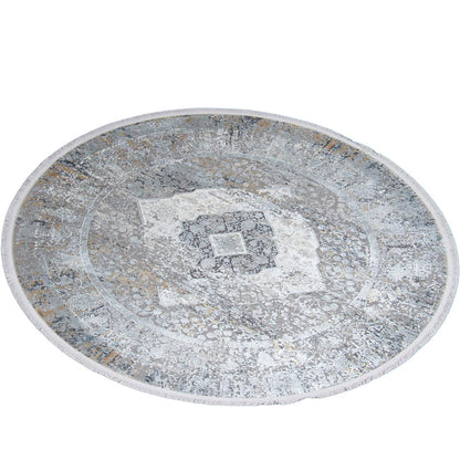 שטיח ג'איפור 20 אפור עגול עם פרנזים | השטיח האדום