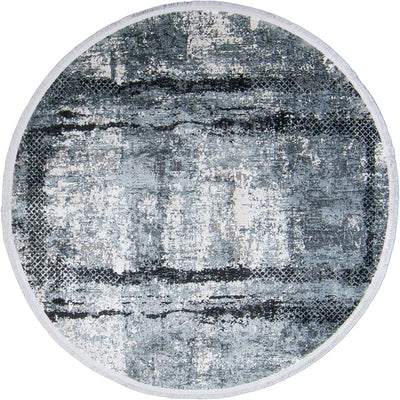 שטיח ג'איפור 14 שחור/אפור עגול עם פרנזים | השטיח האדום