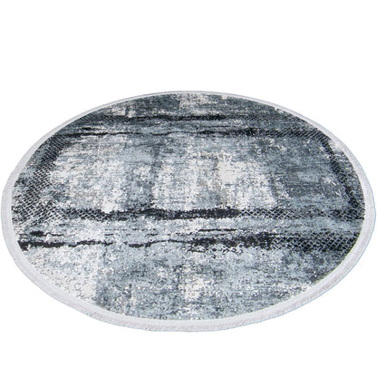 שטיח ג'איפור 14 שחור/אפור עגול עם פרנזים | השטיח האדום