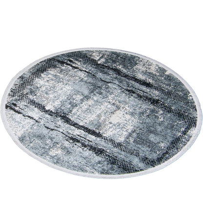 שטיח ג'איפור 14 שחור/אפור עגול עם פרנזים | השטיח האדום