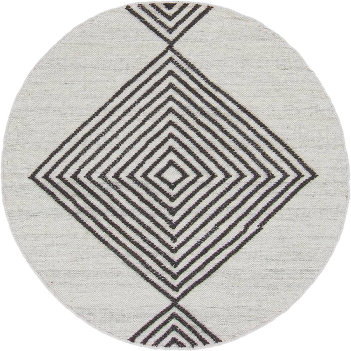 שטיח קילים סקנדינבי 16 לבן/אפור כהה עגול | השטיח האדום