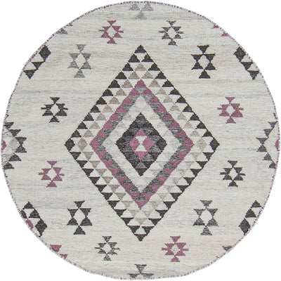 שטיח קילים סקנדינבי 08 לבן/ורוד עגול | השטיח האדום