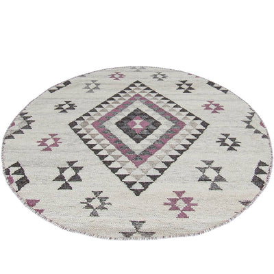 שטיח קילים סקנדינבי 08 לבן/ורוד עגול | השטיח האדום