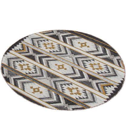 שטיח קילים סקנדינבי 15 אפור/צהוב עגול | השטיח האדום