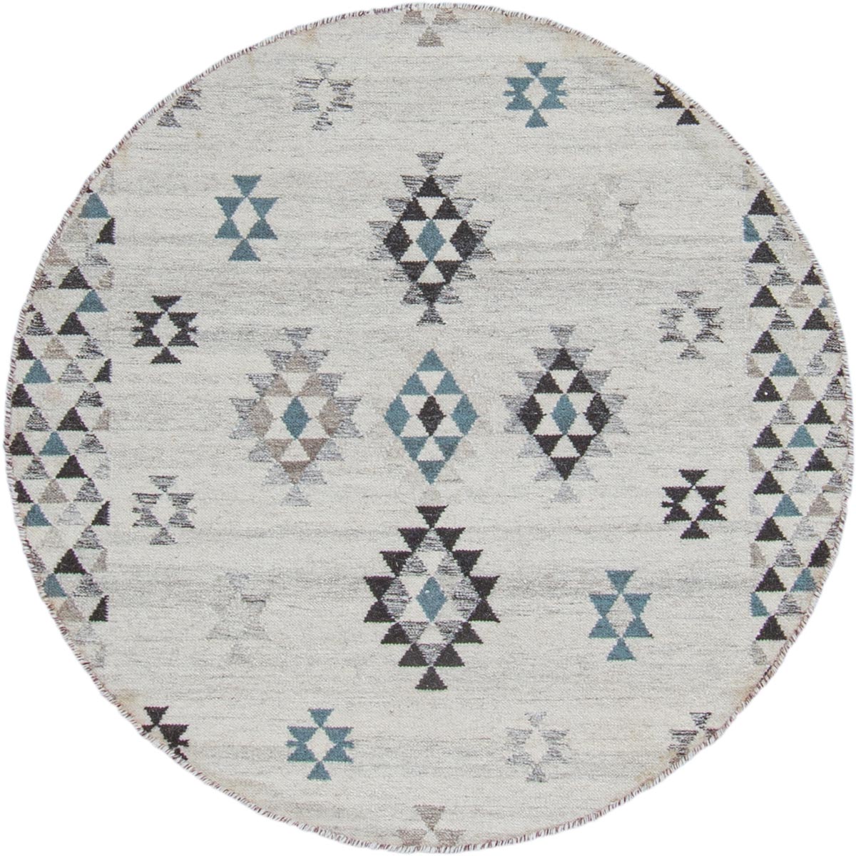 שטיח קילים סקנדינבי 09 אפור/כחול עגול | השטיח האדום