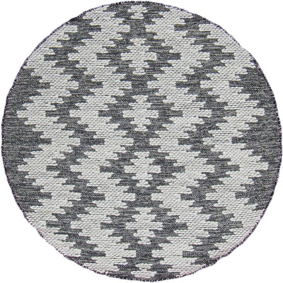 שטיח קילים סקנדינבי 11 אפור כהה/לבן עגול | השטיח האדום