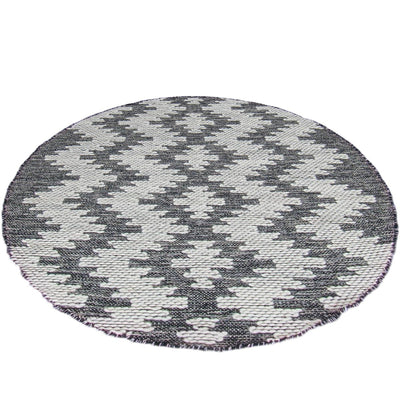 שטיח קילים סקנדינבי 11 אפור כהה/לבן עגול | השטיח האדום