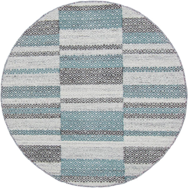 שטיח קילים סקנדינבי 10 אפור/כחול עגול KILIM