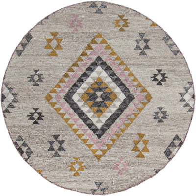 שטיח קילים סקנדינבי 08 אפור/צהוב עגול | השטיח האדום