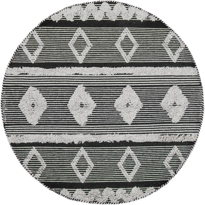 שטיח קילים סקנדינבי 12 שחור/לבן עגול | השטיח האדום