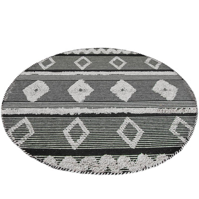 שטיח קילים סקנדינבי 12 שחור/לבן עגול | השטיח האדום