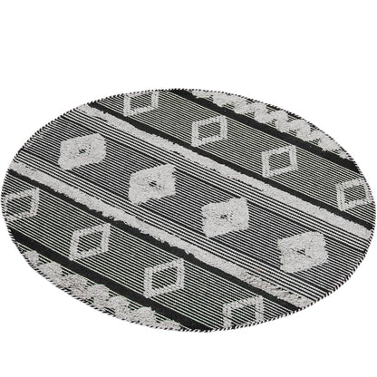 שטיח קילים סקנדינבי 12 שחור/לבן עגול | השטיח האדום