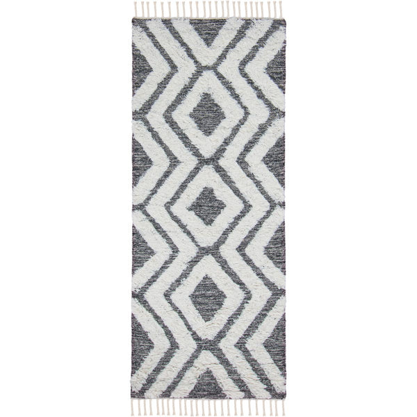 שטיח קילים סקנדינבי 07 אפור ראנר עם פרנזים KILIM