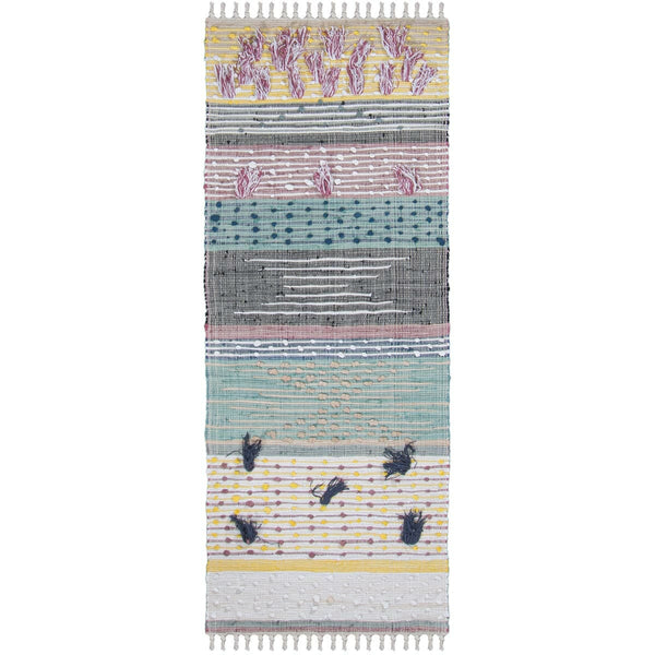 שטיח קילים נורדי 04 צבעוני ראנר עם פרנזים KILIM