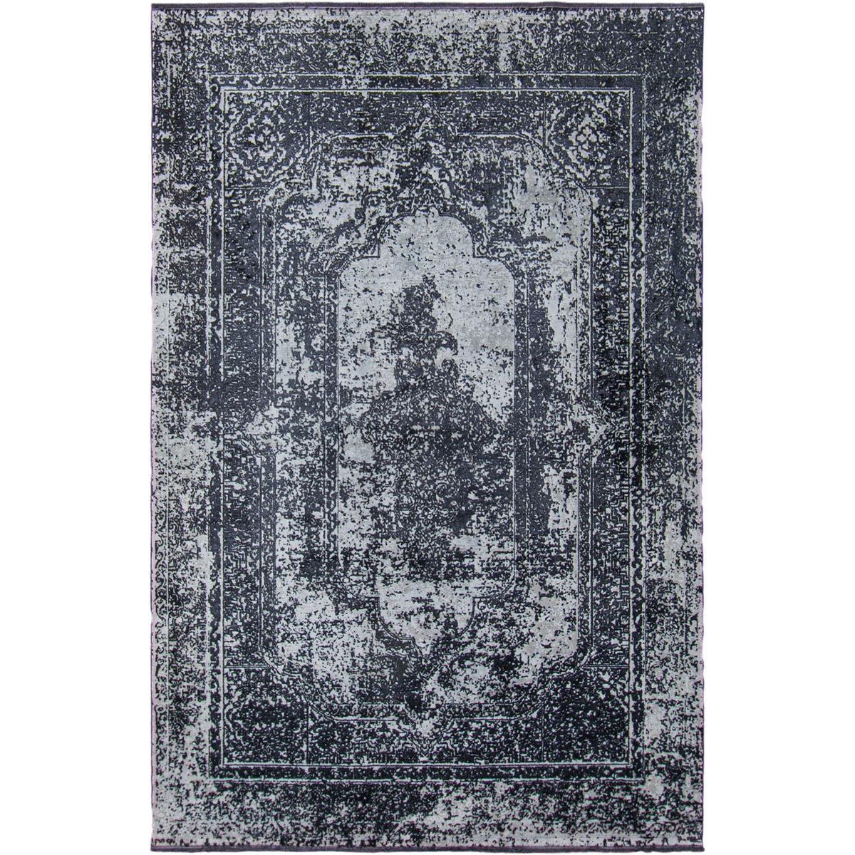 שטיח טוקיו 05 שחור/אפור עם פרנזים | השטיח האדום