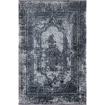 שטיח טוקיו 05 שחור/אפור עם פרנזים | השטיח האדום