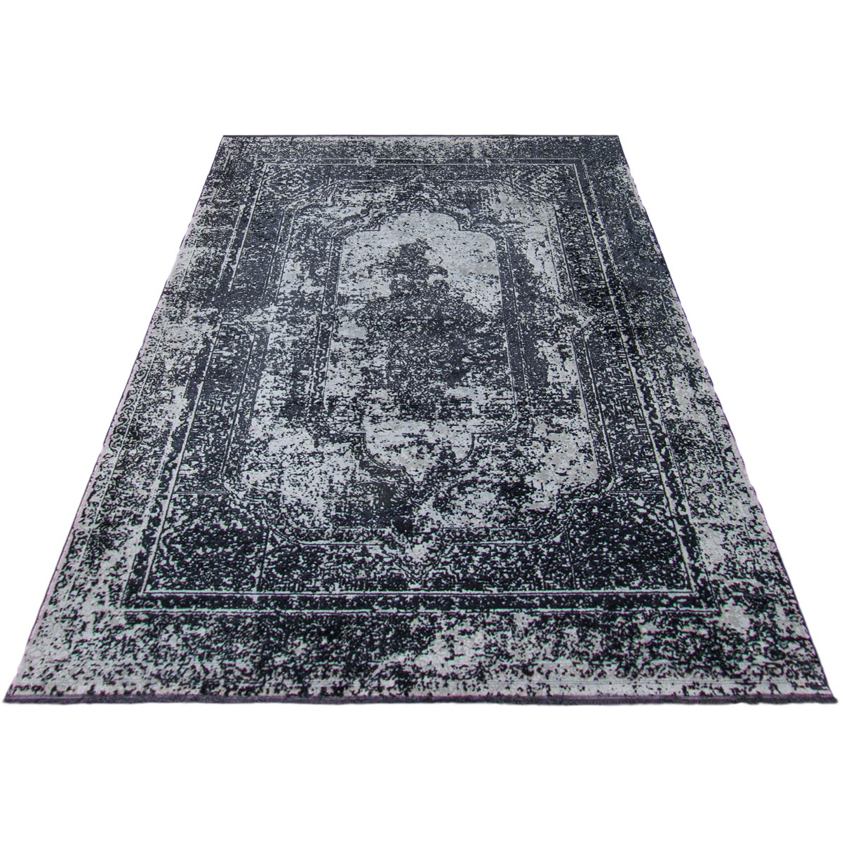 שטיח טוקיו 05 שחור/אפור עם פרנזים | השטיח האדום