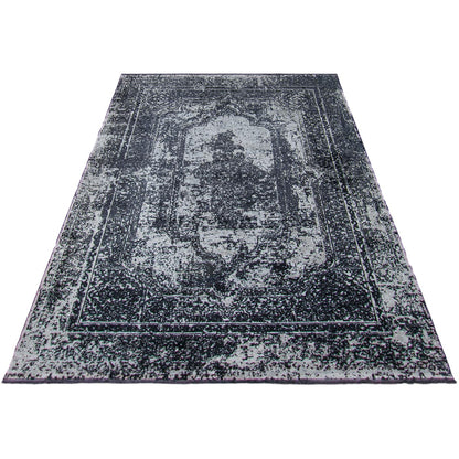 שטיח טוקיו 05 שחור/אפור עם פרנזים | השטיח האדום