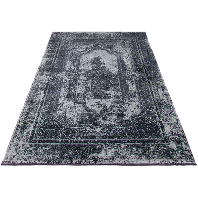 שטיח טוקיו 05 שחור/אפור עם פרנזים | השטיח האדום