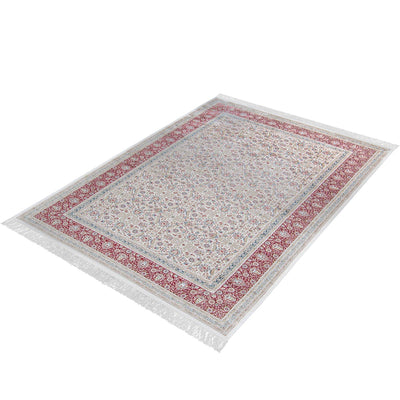 שטיח אספהאן 01 בז'/אדום עם פרנזים | השטיח האדום