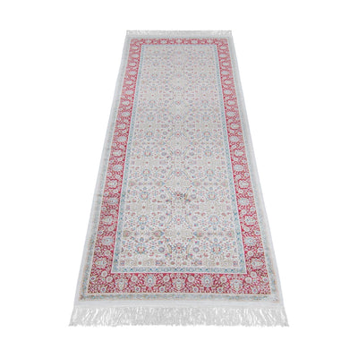 שטיח אספהאן 01 בז'/אדום ראנר עם פרנזים | השטיח האדום
