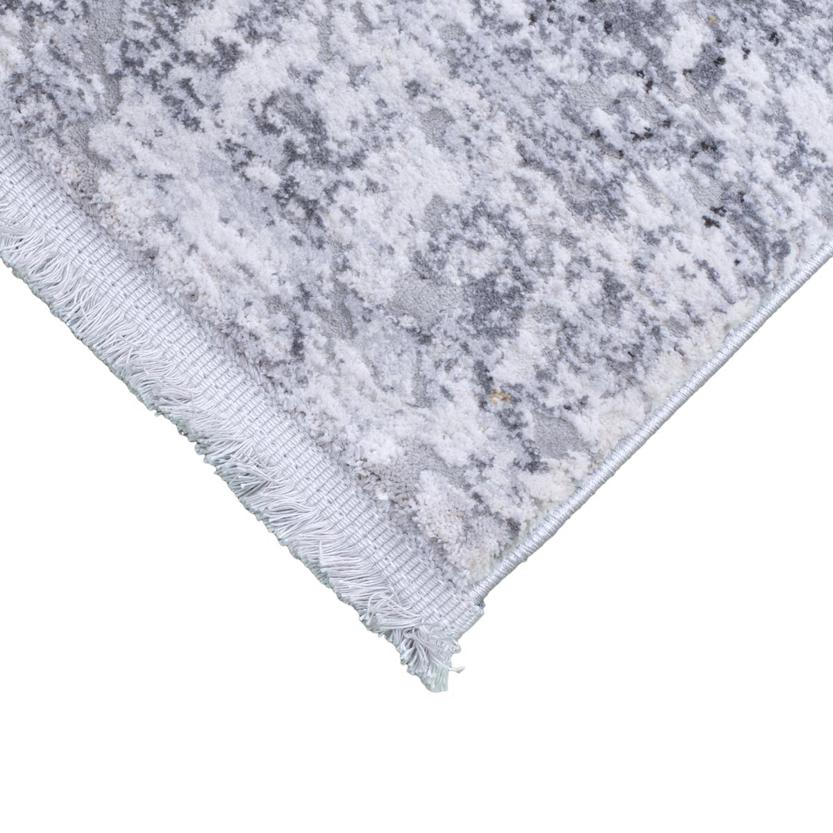 שטיח מילאנו 46 לבן/אפור עם פרנזים | השטיח האדום