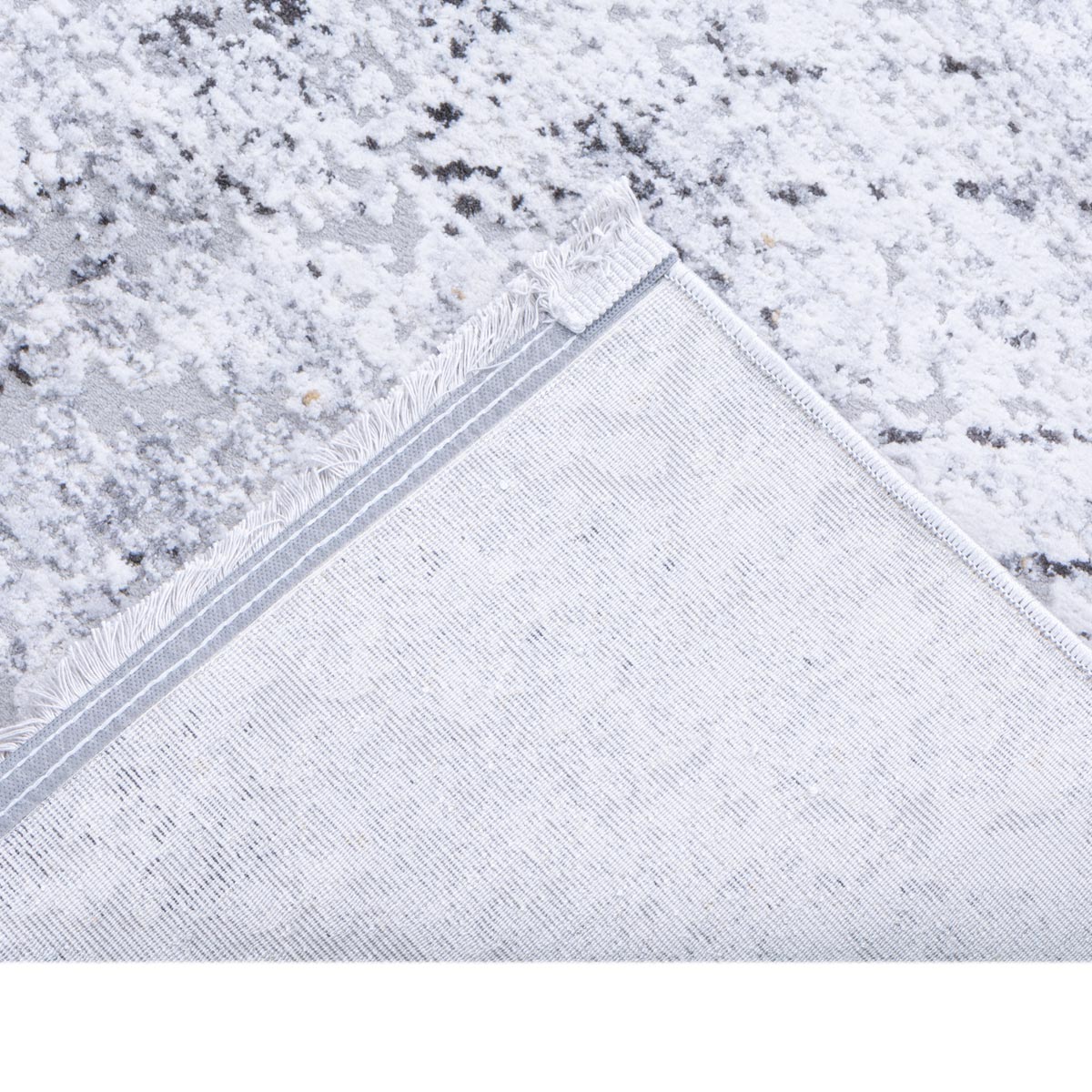 שטיח מילאנו 46 לבן/אפור עם פרנזים | השטיח האדום