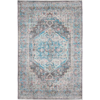 שטיח קשמיר 13 כחול/תכלת/שחור עם פרנזים | השטיח האדום