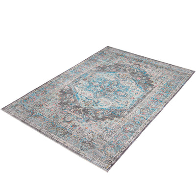 שטיח קשמיר 13 כחול/תכלת/שחור עם פרנזים | השטיח האדום