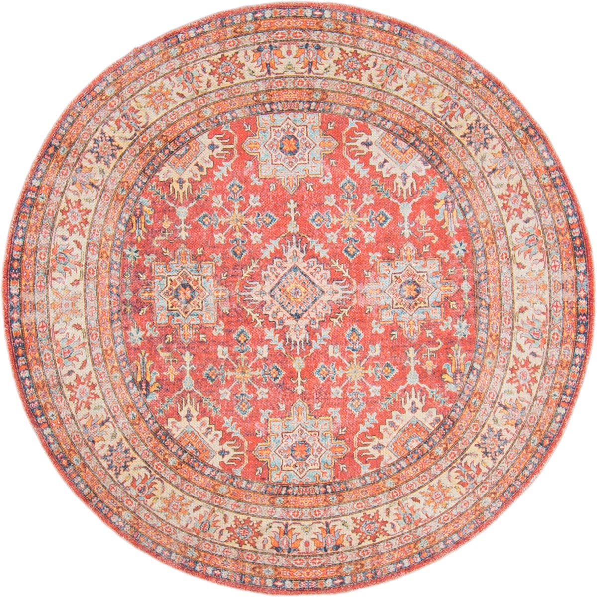 שטיח קשמיר 11 אדום/בז' עגול | השטיח האדום