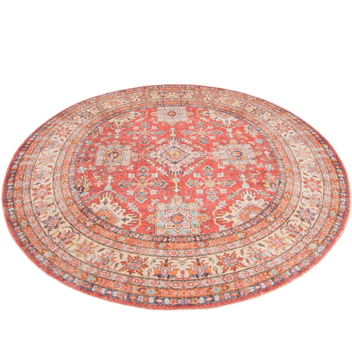 שטיח קשמיר 11 אדום/בז' עגול | השטיח האדום