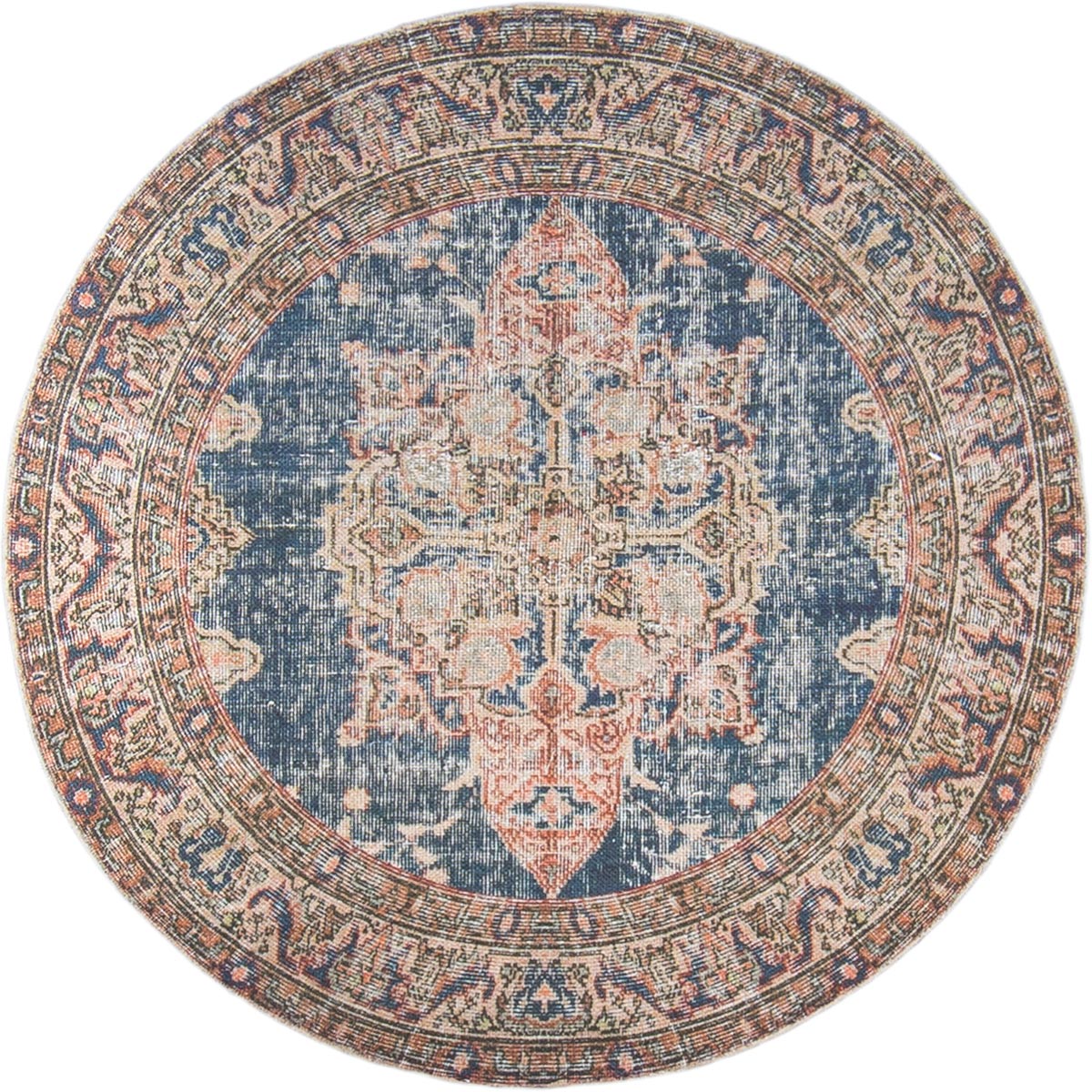 שטיח קשמיר 12 כחול כהה/בז' עגול | השטיח האדום