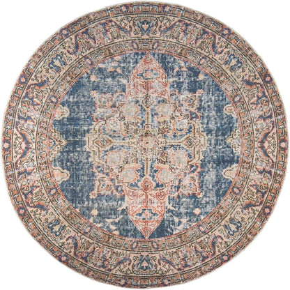 שטיח קשמיר 12 כחול כהה/בז' עגול | השטיח האדום