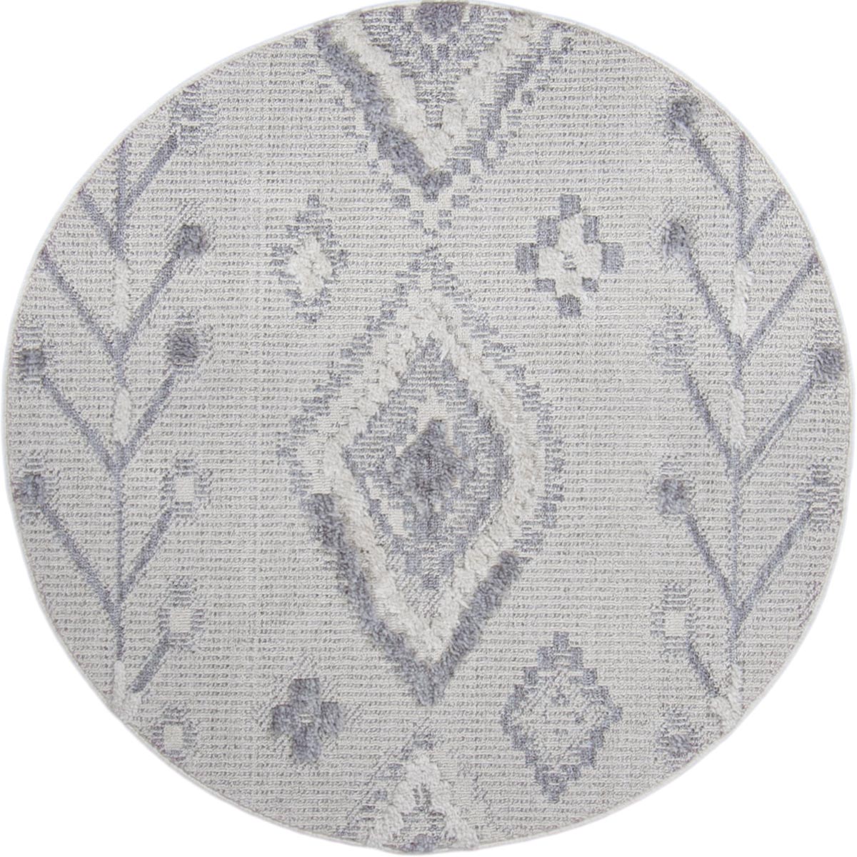 שטיח אטלס 13 אפור/קרם עגול | השטיח האדום