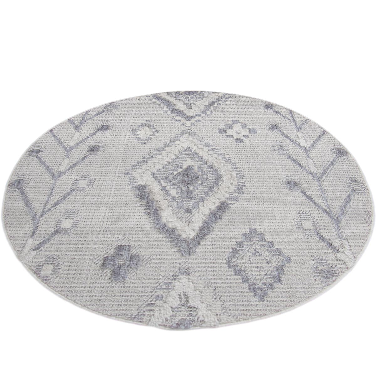 שטיח אטלס 13 אפור/קרם עגול | השטיח האדום