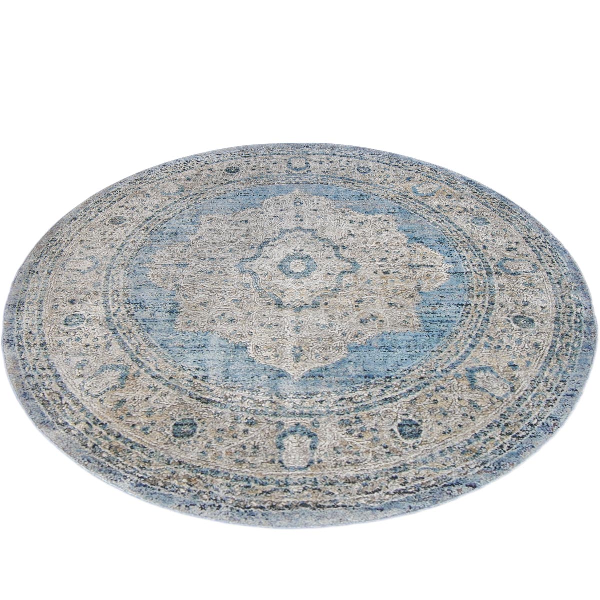 שטיח טוקיו 04 תכלת/בז' עגול | השטיח האדום