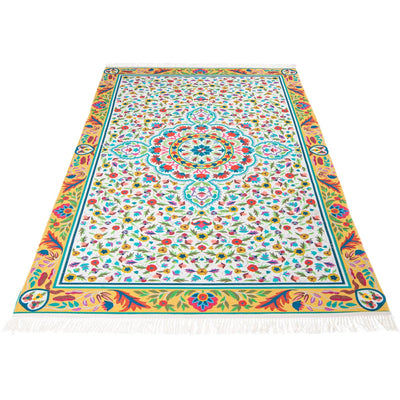 שטיח סמרקנד 01 צהוב עם פרנזים | השטיח האדום