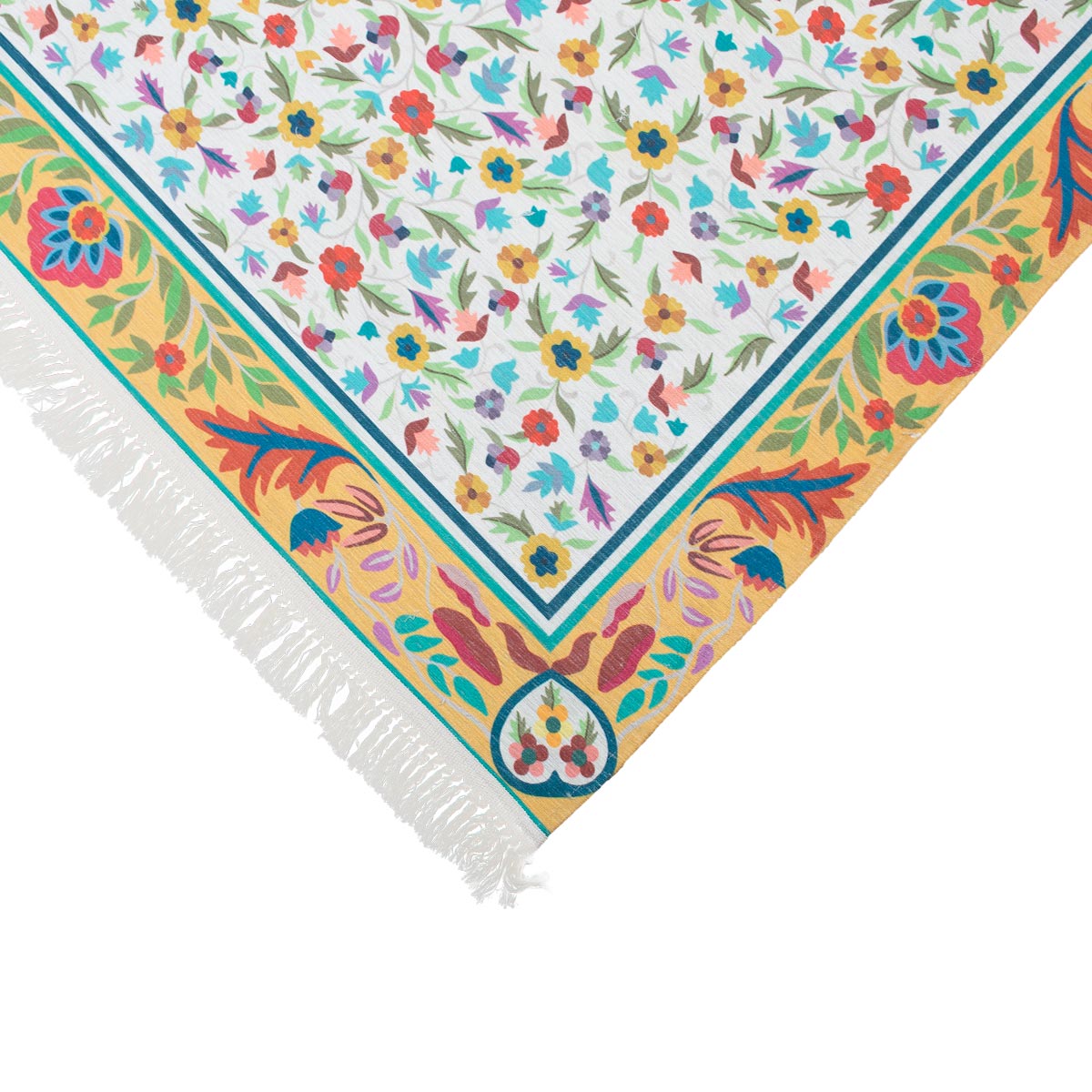 שטיח סמרקנד 01 צהוב עם פרנזים | השטיח האדום