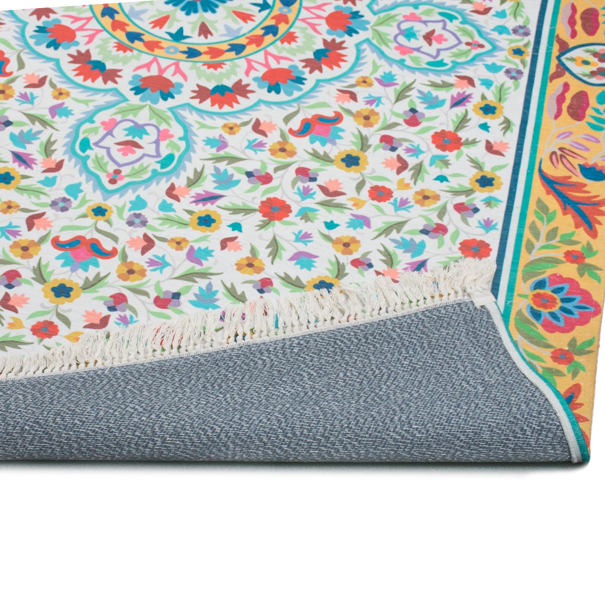 שטיח סמרקנד 01 צהוב עם פרנזים | השטיח האדום